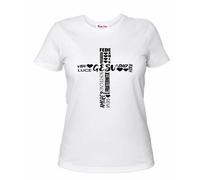 t-shirt maglia bianca donna scritta Dio Gesu' amore fede croce vita luce regalo