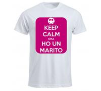 t-shirt maglia bianca donna scritta keep calm ora ho un marito sposa matrimonio