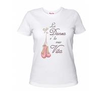 t-shirt maglia bianca donna scritta la danza e vita idea regalo ballo ballerini