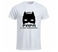 t-shirt maglia bianca scritta papa' il mio supereroe regalo festa del papà augur