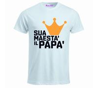 t-shirt maglia bianca uomo scritta sua maesta' il papa' regalo festa del papa'