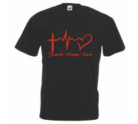 T-shirt maglia cotone donna uomo nera disegno rosso croce cuore faith hope love
