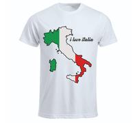 T-shirt maglia donna uomo bianca con scritta i love italia