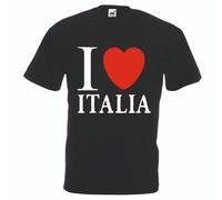 T-shirt maglia donna uomo nera scritta i love italia cuore rosso