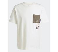 T-shirt Maglia Maglietta UOMO Adidas Off White Elevated Pocket Graphic Cotone