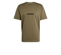 adidas Uomo Essentials Linear Single Jersey Tee, Olive Strata/Black, L