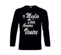 T-SHIRT MAGLIA MANICA LUNGA IN COTONE NERA " IL MEGLIO DEVE ANCORA VENIRE"