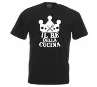 t-shirt maglia nera uomo scritta il re della cucina festa del papa'