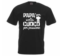 t-shirt maglia nera uomo scritta papa' per scelta cuoco per passione regalo