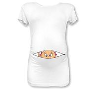 T Shirt Maglia Premaman Bimba Che Esce dalla Zip Bianca M Manica Corta