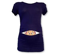 T Shirt Maglia Premaman Bimba Che Esce dalla Zip Blu M Manica Corta