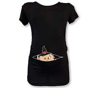 T Shirt Maglia Premaman Festa di Halloween Maghetto Che Esce dalla Zip Nera Femminuccia M Manica Corta