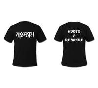T-shirt maglia uomo donna nera con scritta fronte retro USAMI VUOTO A RENDERE