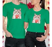 T-shirt maglietta abbinata gatto che tiene il cuore idee outfit San...