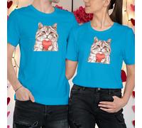 T-shirt maglietta abbinata gatto che tiene il cuore idee outfit San...