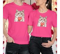 T-shirt maglietta abbinata gatto che tiene il cuore idee outfit San...