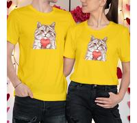 T-shirt maglietta abbinata gatto che tiene il cuore idee outfit San...
