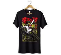 T-Shirt Maglietta Anime Manga Chainsaw Man Tshirt Cosplay Fans Idea Regalo Nera