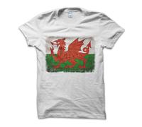 T-Shirt Maglietta Bandiera Galles Maglia Flag Sport Gallese Cardiff Vintage Uomo