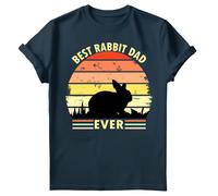 T-shirt maglietta Best Rabbit Dad Ever Fathers Day Gift divertente retrò da...