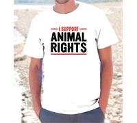 T-SHIRT MAGLIETTA BIANCA UNISEX IO SUPPORTO I DIRITTI DEGLI ANIMALI VEGAN