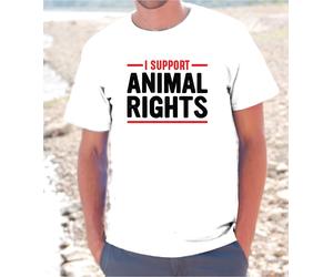 T-SHIRT MAGLIETTA BIANCA UNISEX IO SUPPORTO I DIRITTI DEGLI ANIMALI VEGAN