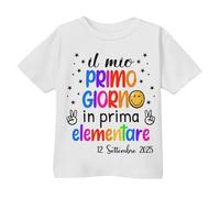 T-Shirt Maglietta Bimbo Bimba Il Mio Primo Giorno in Prima elementare! Personalizzabile con Data! Ricordo Scuola Arcobaleno!