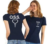 T- Shirt Maglietta Blu Operatore Socio Sanitario OSS Donna con Logo, Personalizzata con il tuo nome Gratuito (Blu cuore intrecciato bianco, S)