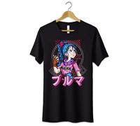 T-Shirt Maglietta Bulma Capsule Corp Dragon Ball Nera Tshirt Anime S M L XL XXL