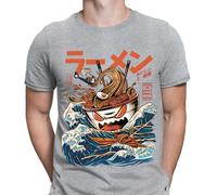 T-shirt maglietta da uomo The Black Great Ramen Anime Japanese Funny Cool...