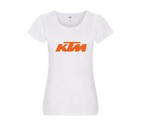 T - SHIRT MAGLIETTA DONNA COLORE BIANCA CON STAMPA IN TERMOVINILE LOGO KTM