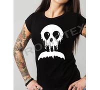 T-SHIRT MAGLIETTA DONNA GATTO TESCHIO SKULL ESTIVA GATTI NERI CAT