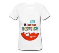 T-Shirt Maglietta Donna Ovetto Bimba Sorpresa, Personalizzata con Nome o soprannome della Bambina! Gravidanza Divertente!