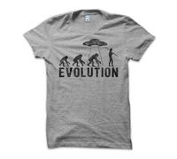 T-Shirt Maglietta Evolution UFO Alieni Disco Volante Complotto Alien Idea Uomo