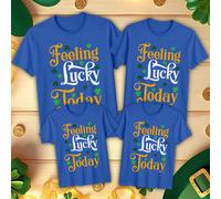 T-shirt maglietta Feeling Lucky Today Family Funny St. Patrick's Day verde...
