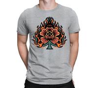 T-shirt maglietta Flaming Rose Tattoo Fire Flames spaventose tatuate da...