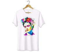 T-Shirt Maglietta Frida Kahlo Icona Arte Tshirt Bianca Uomo Donna Bambino Cotone