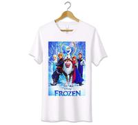 T-Shirt Maglietta Frozen Cartoon Disney Tshirt Bianca Unisex Bambini Idea Regalo