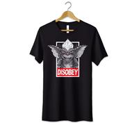 T-Shirt Maglietta Gremlins Disobey Nera Maniche Corte Tshirt Parodia Divertente