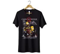 T-Shirt Maglietta Homer Bart Simpson God Of Beer Tshirt Uomo Donna Bambino Nera