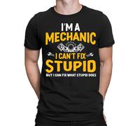 T-shirt maglietta Im a Mechanic I Cant Fix Stupid Funny Meme Joke da uomo...