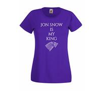 T-Shirt Maglietta Jon Snow IS My King Got Trono di Spade Stark Donna (Viola, XSmall)