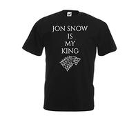 T-Shirt Maglietta Jon Snow IS My King Got Trono di Spade Stark Uomo (Nero, Large)