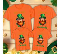 T-shirt maglietta Kiss Me I'm Lucky Family Funny St. Patrick's Day verde...
