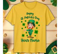 T-Shirt Maglietta Leprechaun Personalizzata Uomo Donna Happy St. Patricks...