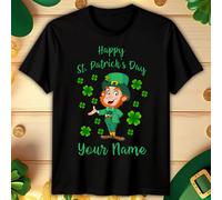 T-Shirt Maglietta Leprechaun Personalizzata Uomo Donna Happy St. Patricks...