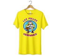 T-Shirt Maglietta Los Pollos Hermanos Breaking Bad Tshirt Bianca Gialla Unisex