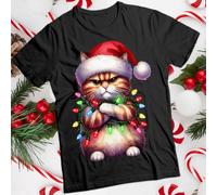 T-shirt maglietta natalizia divertente brutta da uomo e donna gatto...