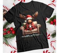 T-shirt maglietta natalizia divertente da uomo e donna alce #MC