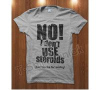 T-Shirt Maglietta No Steroids Gold GYM Palestra Flex body building Cross fit